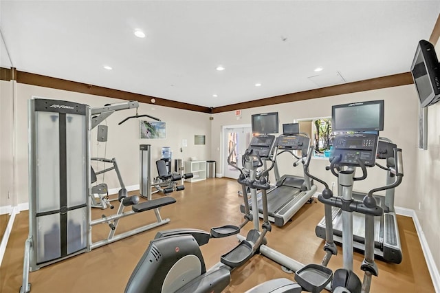 7383 Universal Blvd Unit 512, Orlando, FL 32819 - exercise room with baseboards and recessed lighting