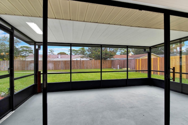 view of unfurnished sunroom