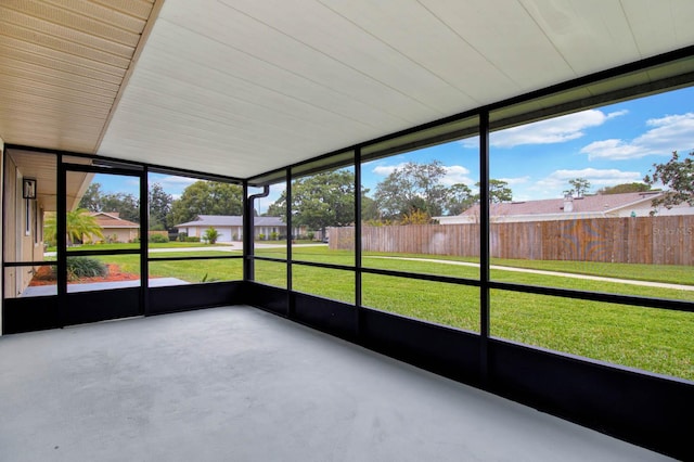 view of unfurnished sunroom