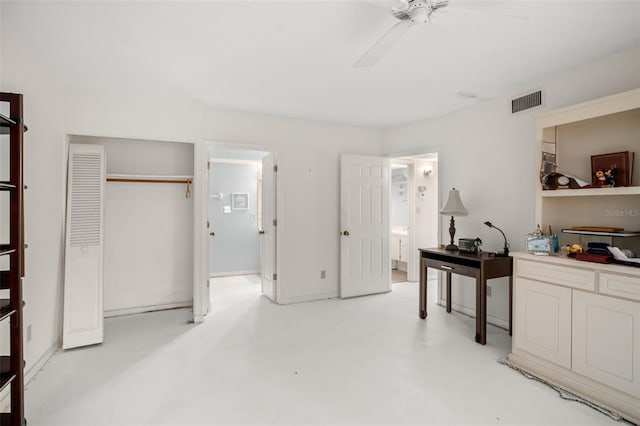 bedroom with a closet and ceiling fan