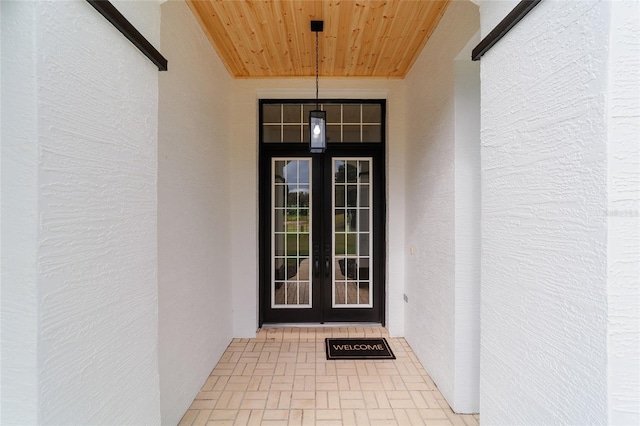 view of exterior entry with french doors