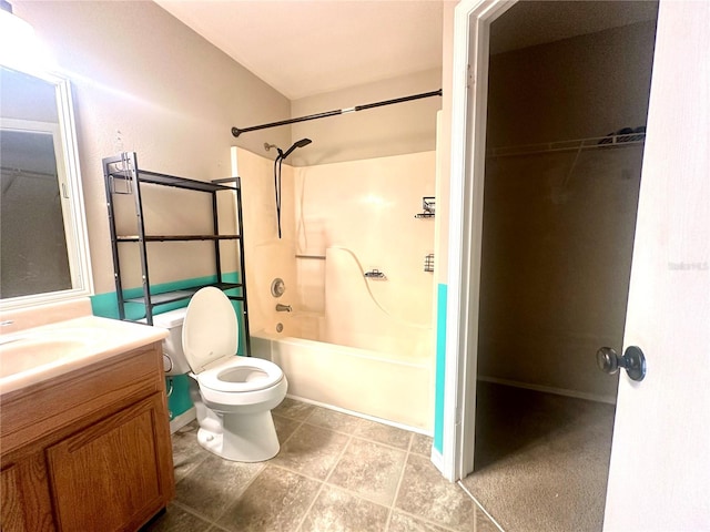 full bathroom with vanity, bathing tub / shower combination, and toilet