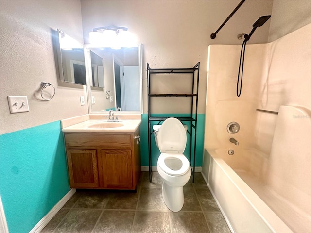 full bathroom featuring shower / bathing tub combination, vanity, and toilet