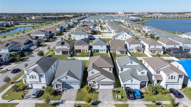 bird's eye view featuring a water view