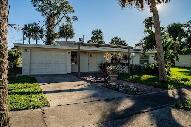 ranch-style house featuring a garage