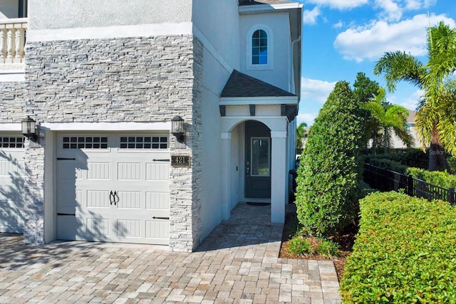 entrance to property with a garage