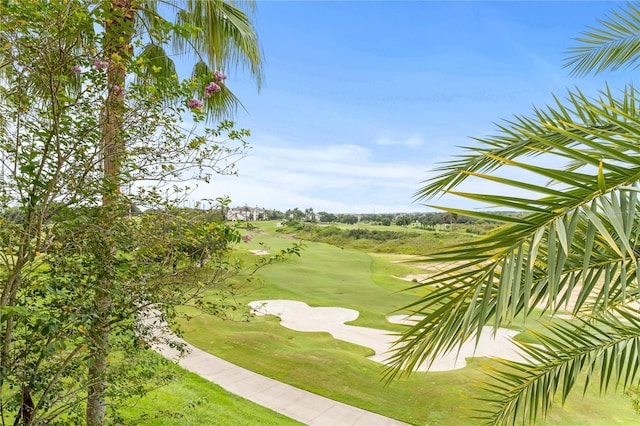 view of property's community with a lawn