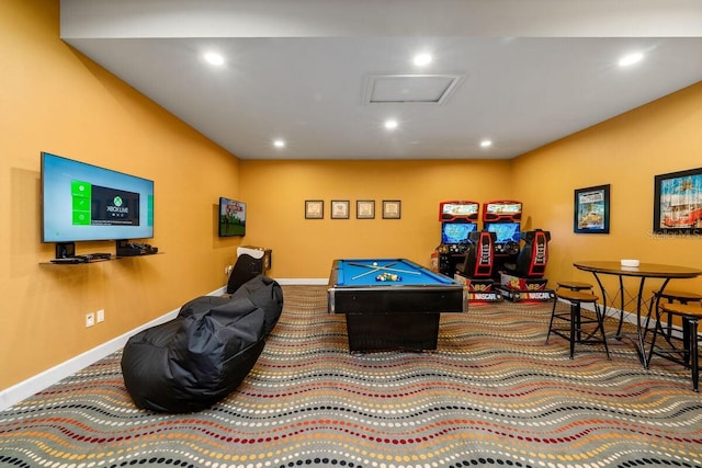 rec room featuring pool table