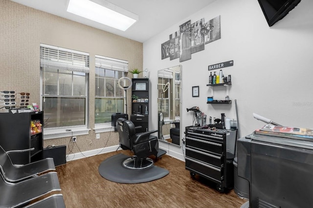 living area featuring dark hardwood / wood-style flooring