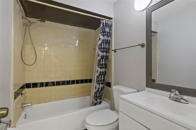 full bathroom featuring vanity, toilet, and shower / bath combo