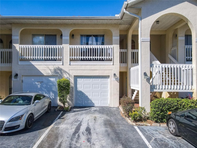 exterior space with a garage