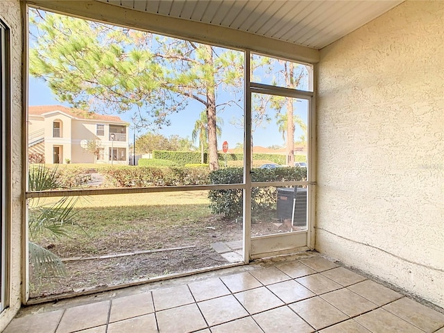 view of unfurnished sunroom