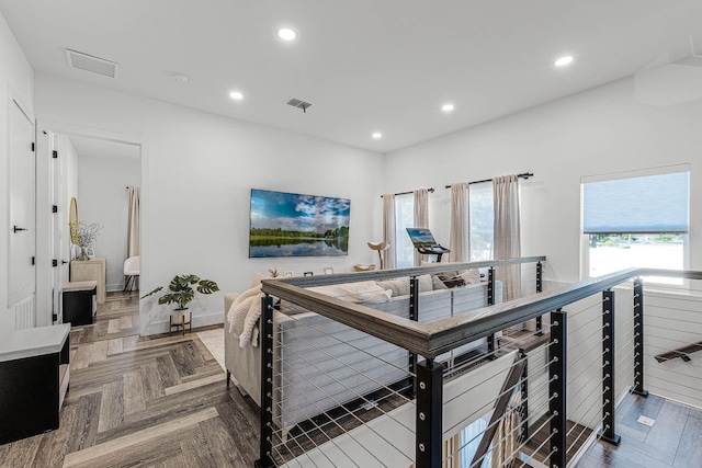 interior space featuring parquet floors