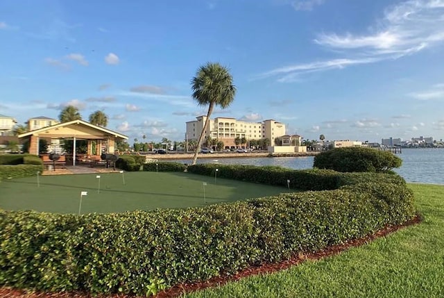 view of home's community with a water view