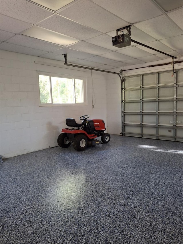 garage with a garage door opener