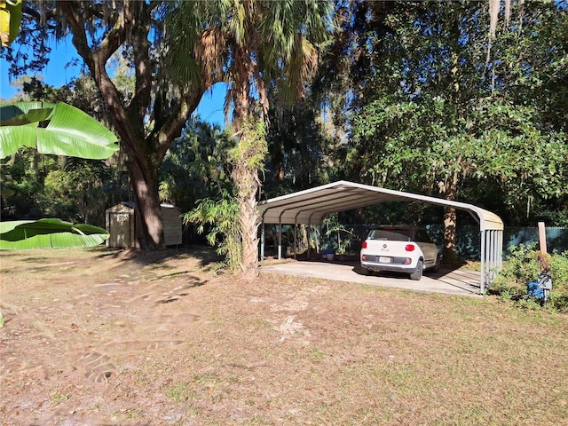 view of parking featuring a carport