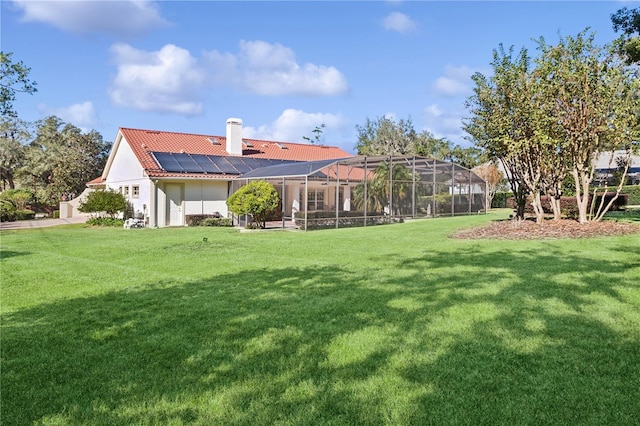 view of yard featuring a lanai