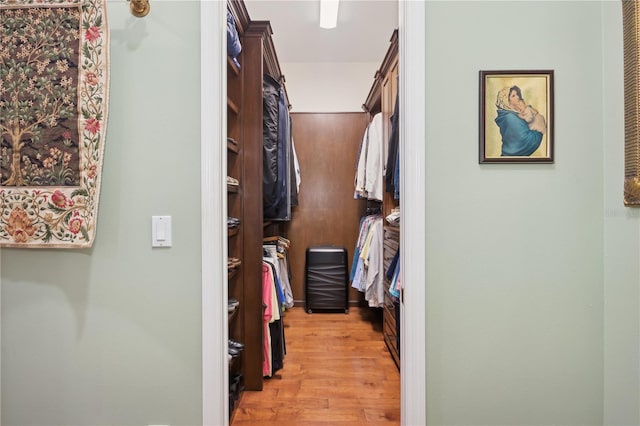 walk in closet featuring light hardwood / wood-style flooring