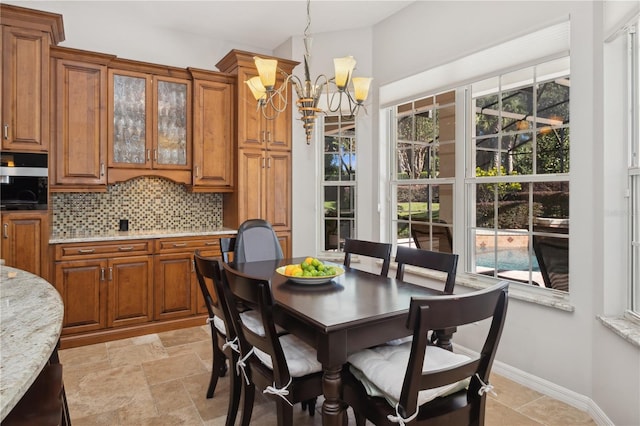 dining area with a chandelier