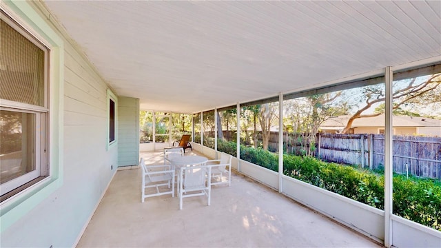 view of unfurnished sunroom