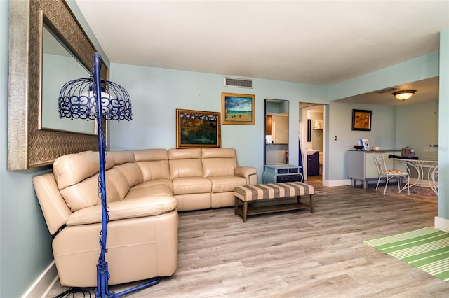 living room featuring light hardwood / wood-style flooring