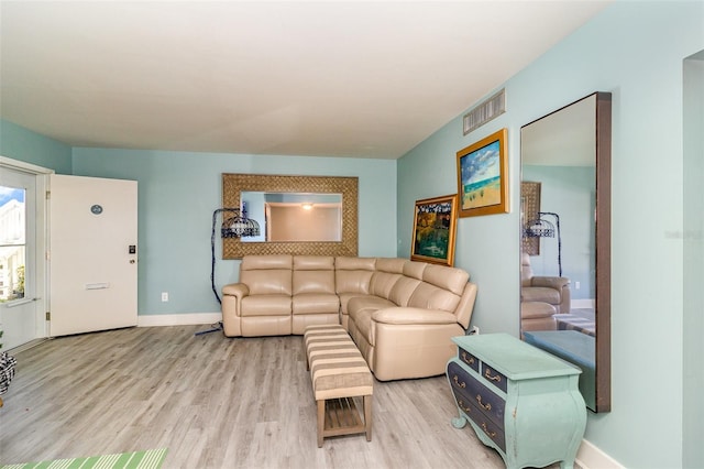 living room featuring light hardwood / wood-style flooring