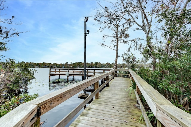 view of dock featuring a water view