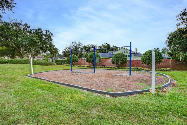 view of play area featuring a yard