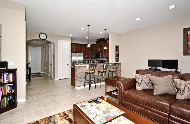 view of tiled living room