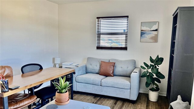 office area with dark wood-type flooring