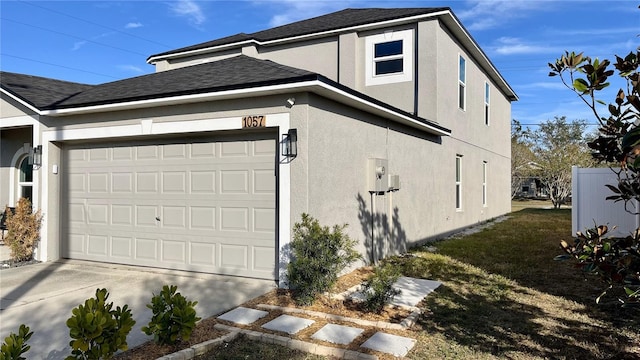 view of side of home with a garage