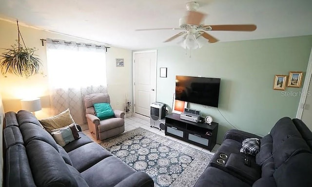 view of tiled living room