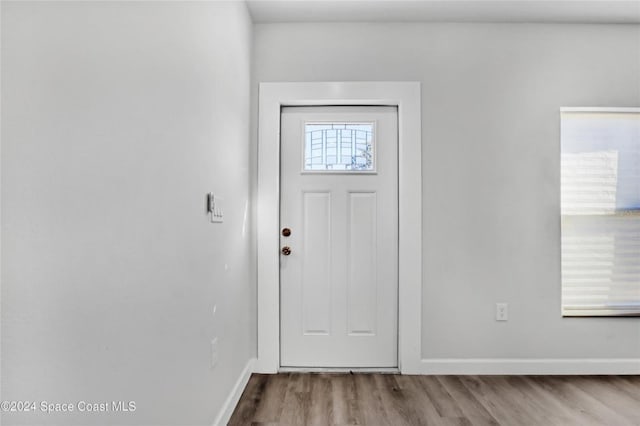 entryway with light hardwood / wood-style floors