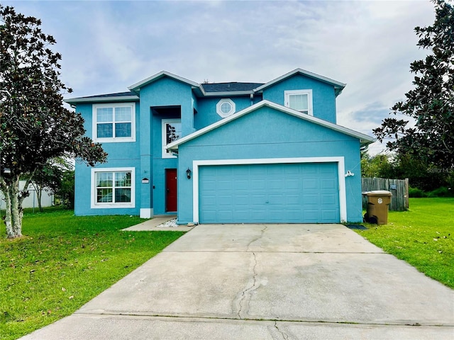 front of property with a garage and a front yard