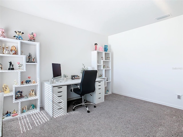 view of carpeted office space