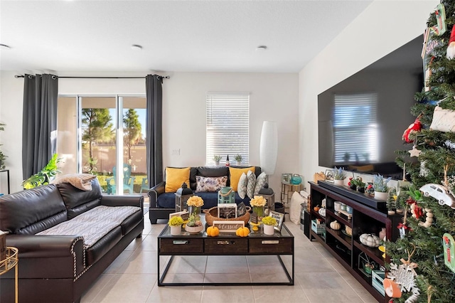 view of tiled living room