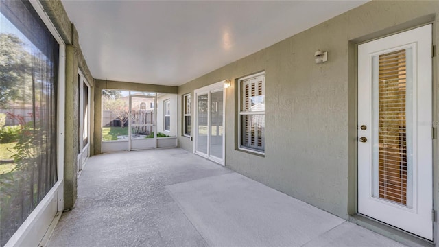 view of unfurnished sunroom