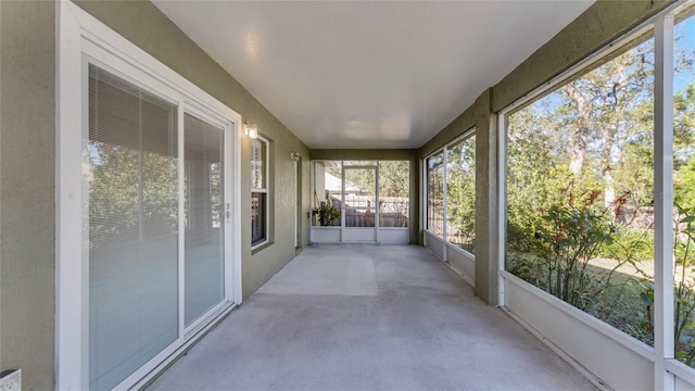 view of unfurnished sunroom