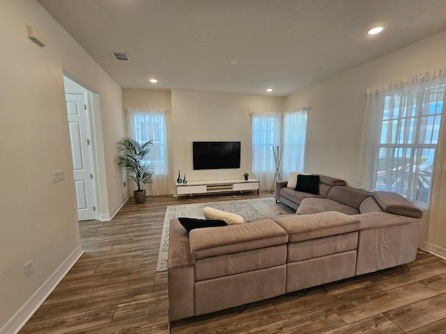 living room featuring hardwood / wood-style flooring