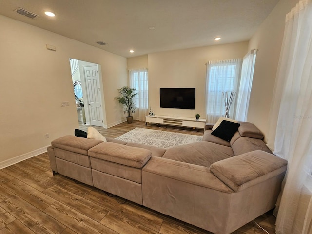 living room featuring hardwood / wood-style flooring