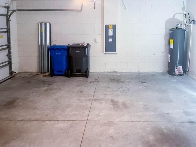 garage with water heater