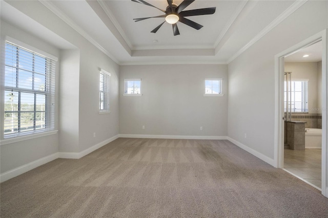 carpeted spare room with a wealth of natural light and ornamental molding