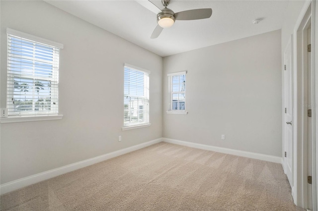 unfurnished bedroom with carpet and ceiling fan