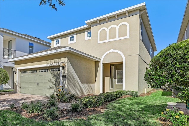 view of front of property featuring a garage