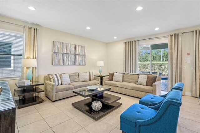 view of tiled living room