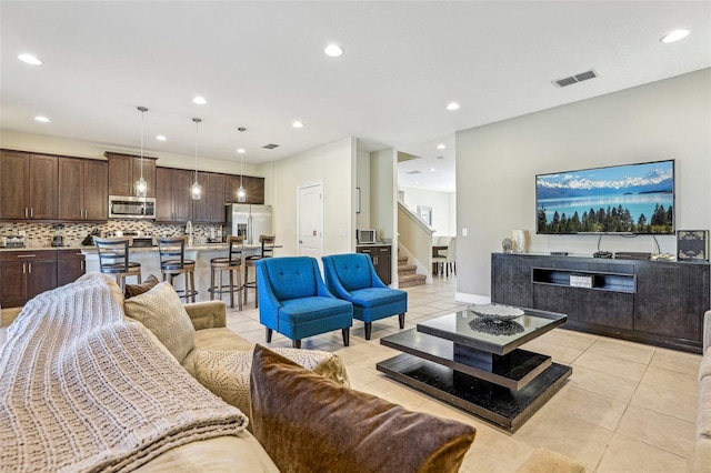 view of tiled living room