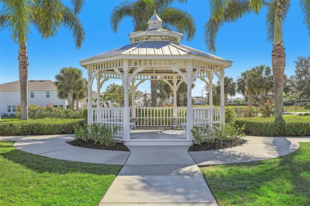 view of home's community featuring a gazebo and a lawn