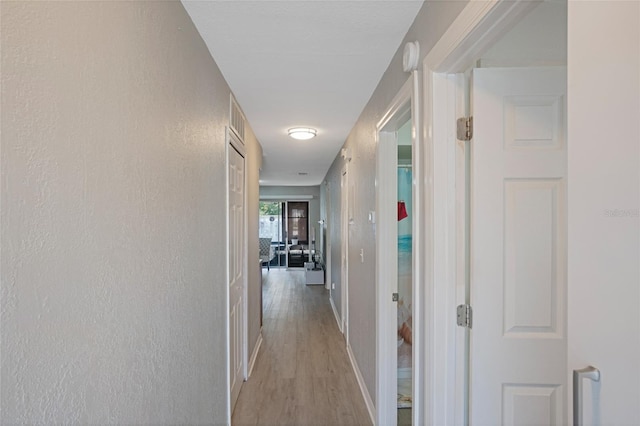 hall with light hardwood / wood-style flooring