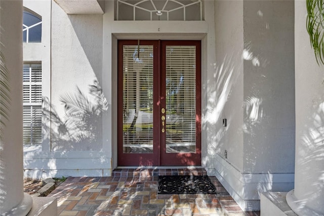 property entrance with french doors