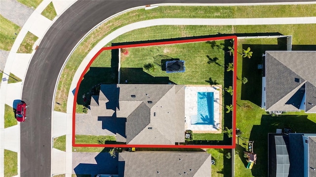 4381 Davos Dr, Clermont, FL 34711 - aerial overview of property's location with property boundaries highlighted and a pool area